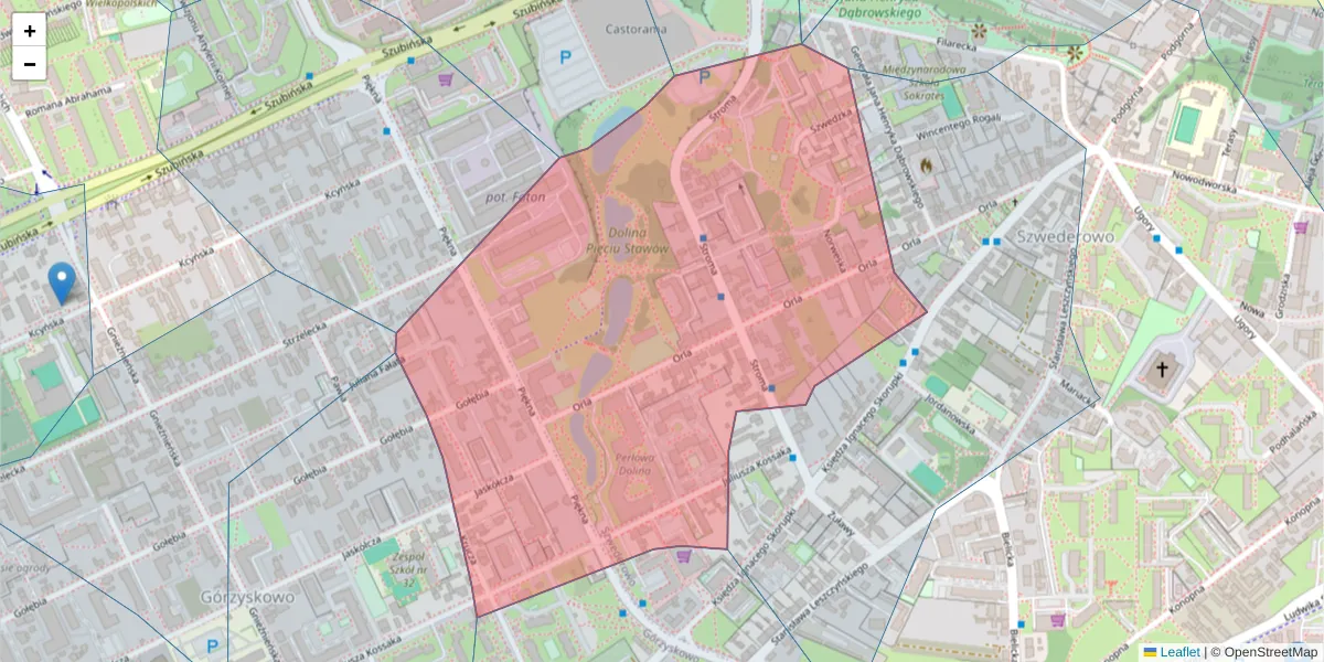 Szczegółowa mapa kodu pocztowego 85-301 z granicami, sąsiednimi kodami pocztowymi i urzędami pocztowymi