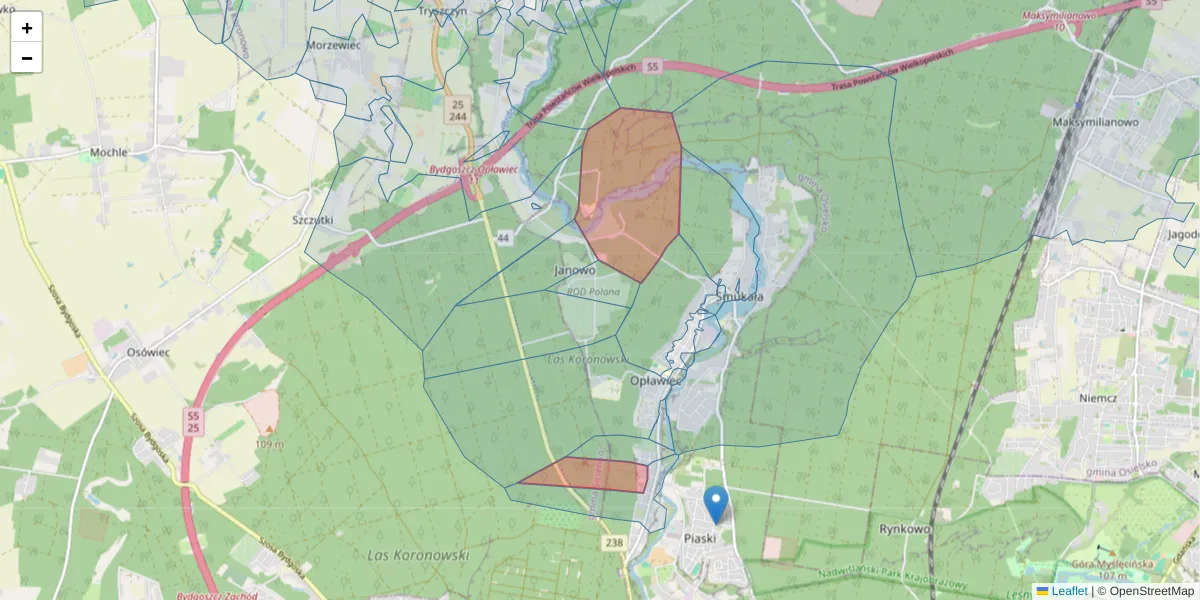 Szczegółowa mapa kodu pocztowego 85-471 z granicami, sąsiednimi kodami pocztowymi i urzędami pocztowymi