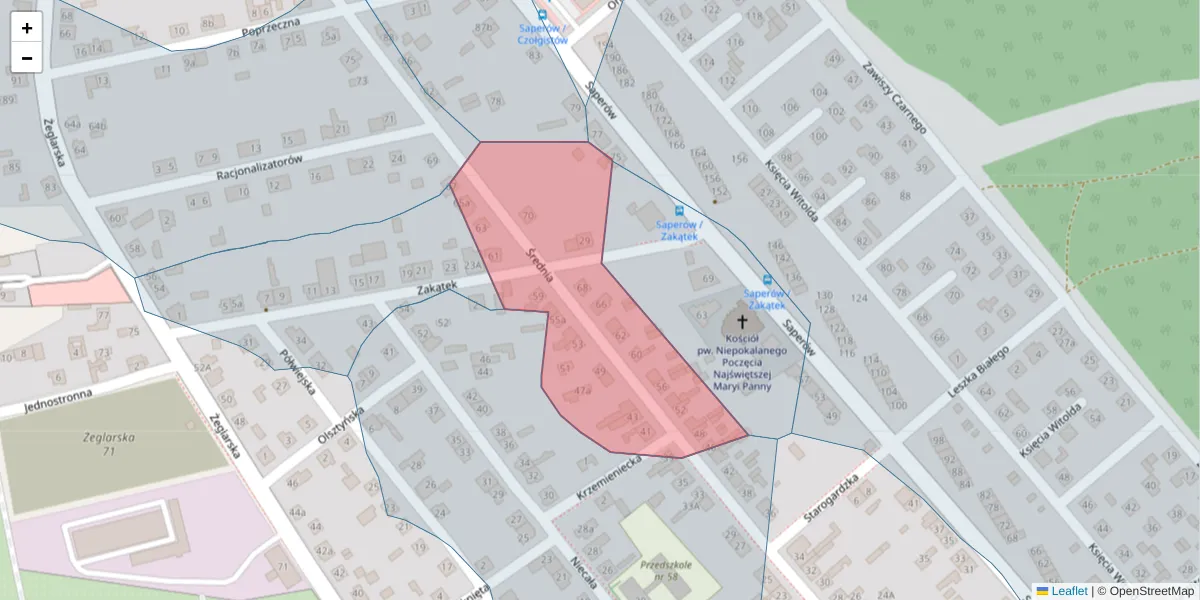 Szczegółowa mapa kodu pocztowego 85-515 z granicami, sąsiednimi kodami pocztowymi i urzędami pocztowymi
