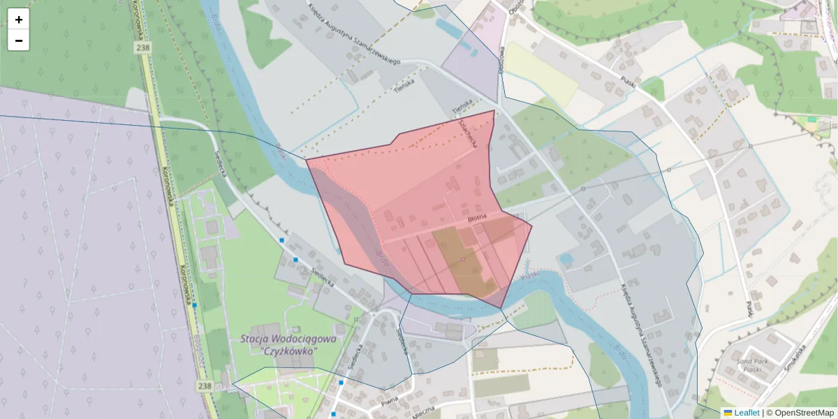Szczegółowa mapa kodu pocztowego 85-541 z granicami, sąsiednimi kodami pocztowymi i urzędami pocztowymi
