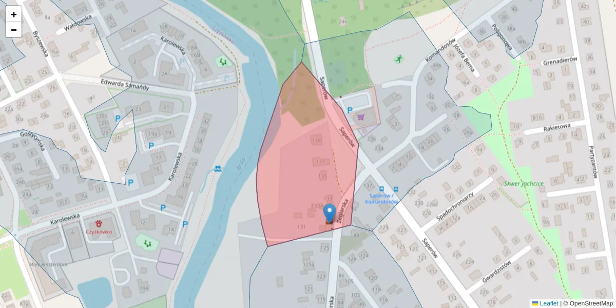 Szczegółowa mapa kodu pocztowego 85-545 z granicami, sąsiednimi kodami pocztowymi i urzędami pocztowymi