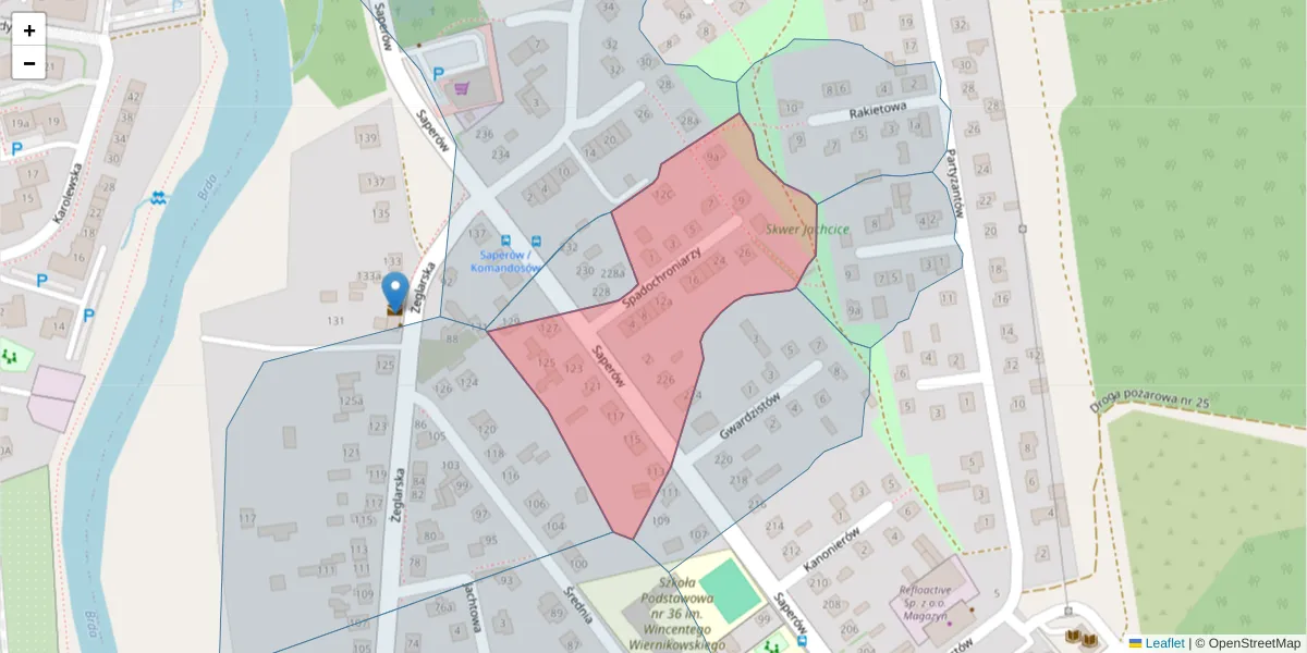 Szczegółowa mapa kodu pocztowego 85-551 z granicami, sąsiednimi kodami pocztowymi i urzędami pocztowymi