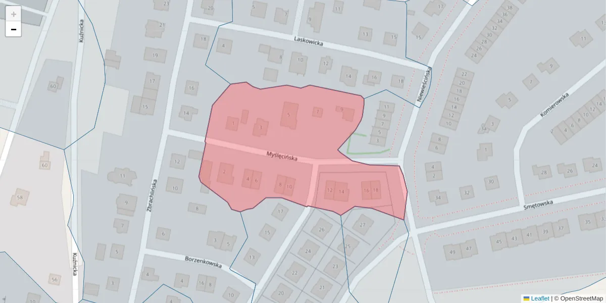 Szczegółowa mapa kodu pocztowego 85-561 z granicami, sąsiednimi kodami pocztowymi i urzędami pocztowymi