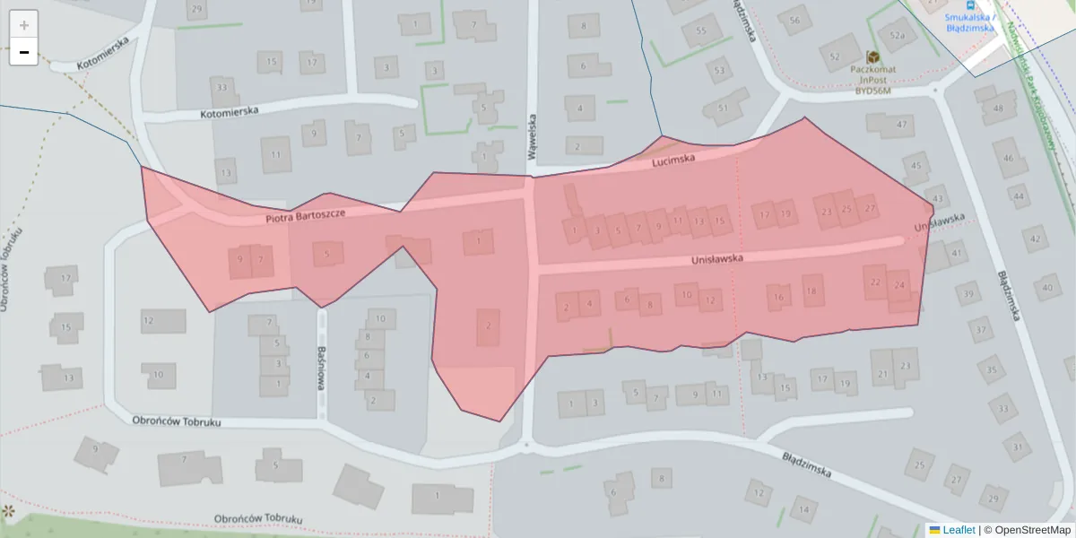 Szczegółowa mapa kodu pocztowego 85-567 z granicami, sąsiednimi kodami pocztowymi i urzędami pocztowymi