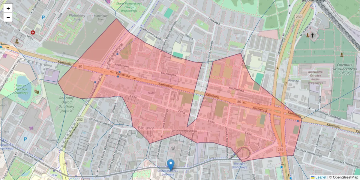 Szczegółowa mapa kodu pocztowego 85-650 z granicami, sąsiednimi kodami pocztowymi i urzędami pocztowymi
