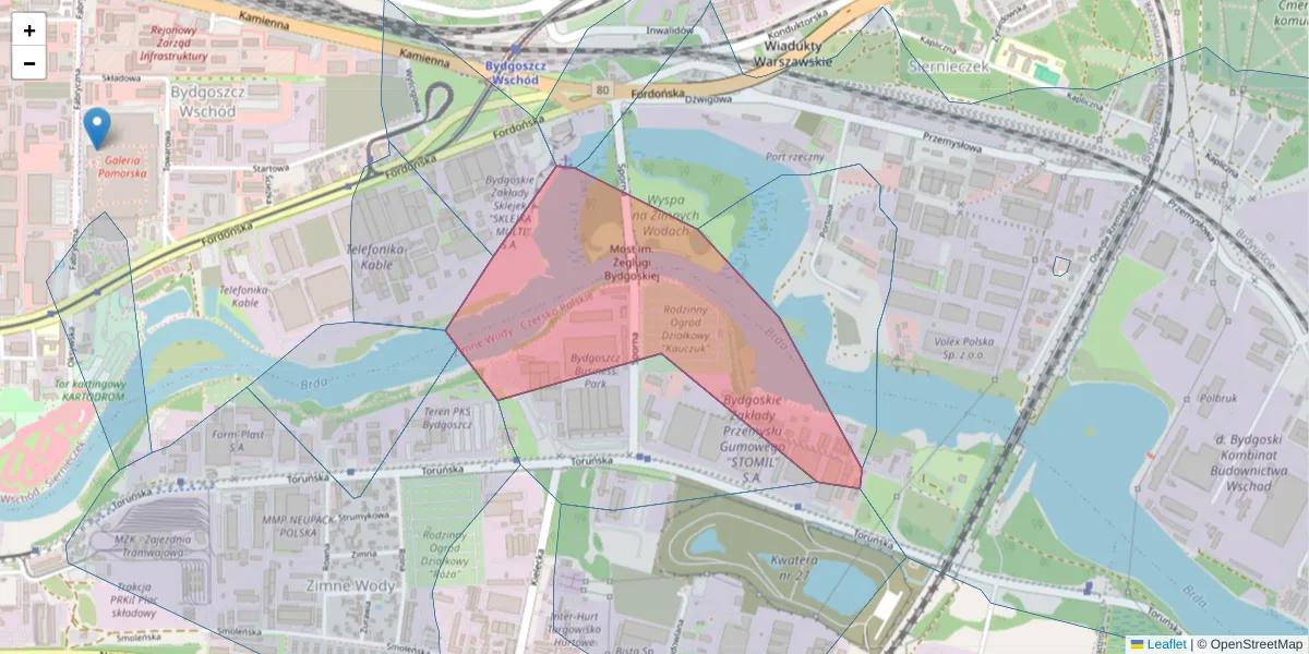 Szczegółowa mapa kodu pocztowego 85-715 z granicami, sąsiednimi kodami pocztowymi i urzędami pocztowymi