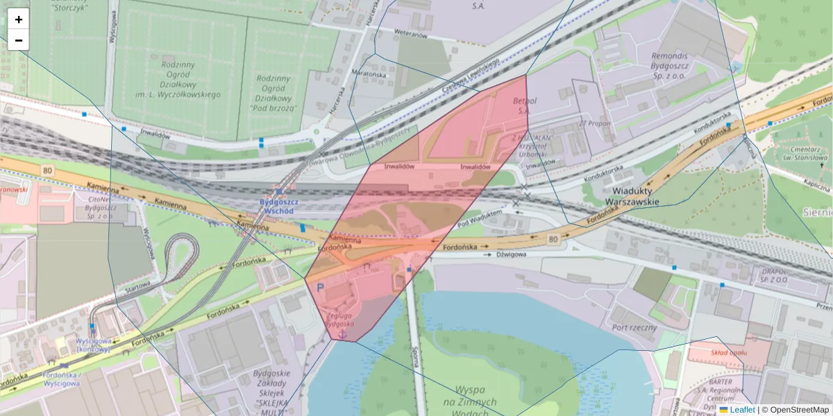 Szczegółowa mapa kodu pocztowego 85-749 z granicami, sąsiednimi kodami pocztowymi i urzędami pocztowymi
