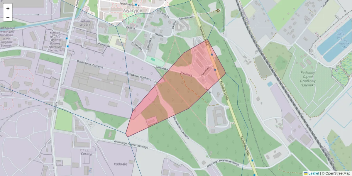 Szczegółowa mapa kodu pocztowego 85-890 z granicami, sąsiednimi kodami pocztowymi i urzędami pocztowymi