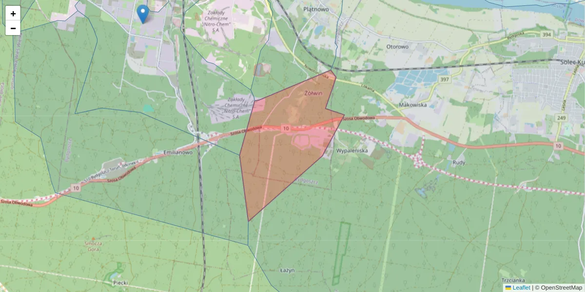 Szczegółowa mapa kodu pocztowego 85-893 z granicami, sąsiednimi kodami pocztowymi i urzędami pocztowymi