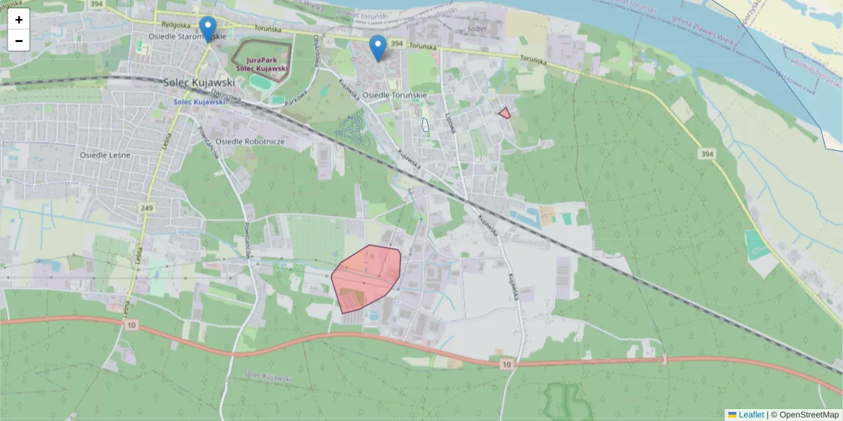 Szczegółowa mapa kodu pocztowego 86-055 z granicami, sąsiednimi kodami pocztowymi i urzędami pocztowymi