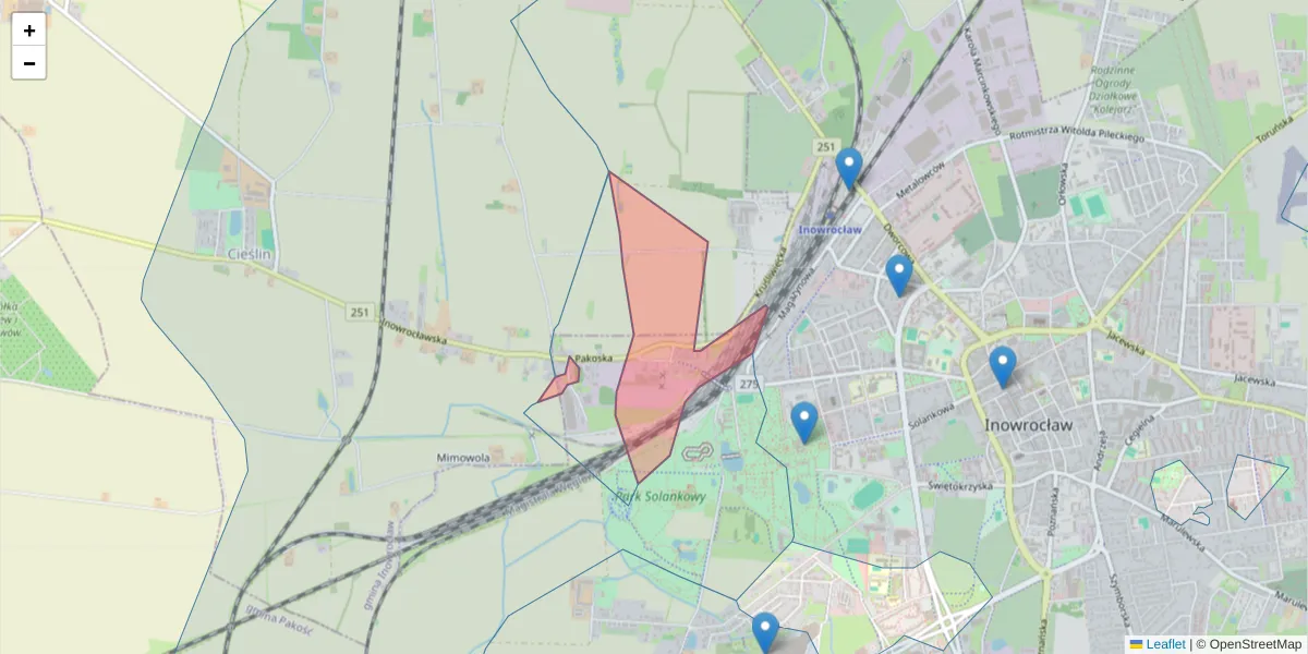 Szczegółowa mapa kodu pocztowego 86-110 z granicami, sąsiednimi kodami pocztowymi i urzędami pocztowymi