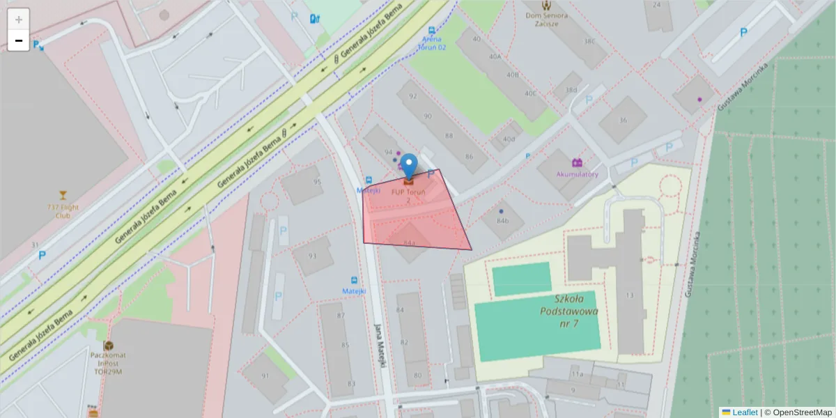 Szczegółowa mapa kodu pocztowego 87-119 z granicami, sąsiednimi kodami pocztowymi i urzędami pocztowymi