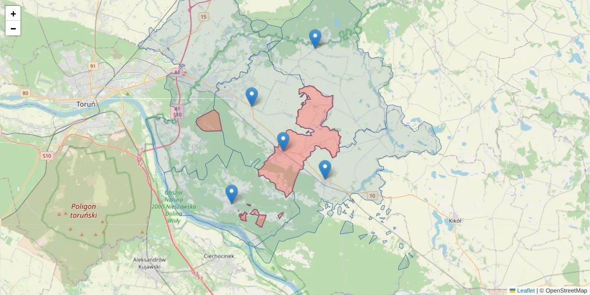 Szczegółowa mapa kodu pocztowego 87-126 z granicami, sąsiednimi kodami pocztowymi i urzędami pocztowymi