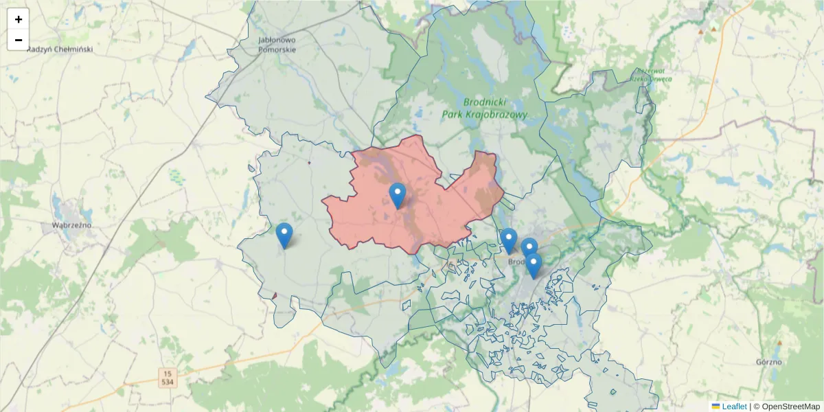 Szczegółowa mapa kodu pocztowego 87-327 z granicami, sąsiednimi kodami pocztowymi i urzędami pocztowymi