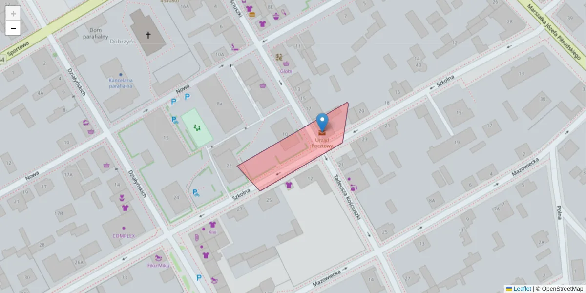 Szczegółowa mapa kodu pocztowego 87-401 z granicami, sąsiednimi kodami pocztowymi i urzędami pocztowymi