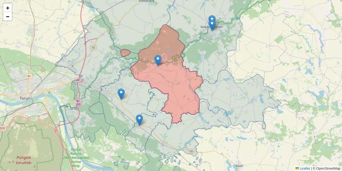 Szczegółowa mapa kodu pocztowego 87-408 z granicami, sąsiednimi kodami pocztowymi i urzędami pocztowymi
