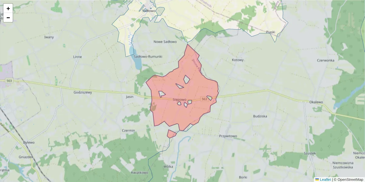 Szczegółowa mapa kodu pocztowego 87-513 z granicami, sąsiednimi kodami pocztowymi i urzędami pocztowymi
