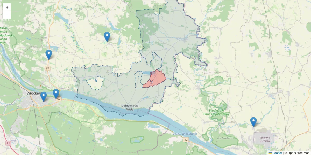 Szczegółowa mapa kodu pocztowego 87-606 z granicami, sąsiednimi kodami pocztowymi i urzędami pocztowymi