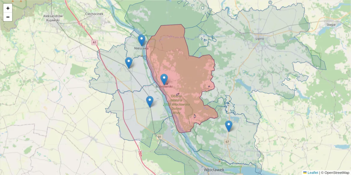 Szczegółowa mapa kodu pocztowego 87-617 z granicami, sąsiednimi kodami pocztowymi i urzędami pocztowymi
