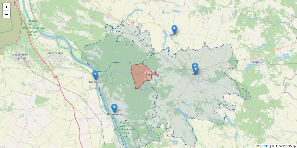 Szczegółowa mapa kodu pocztowego 87-618 z granicami, sąsiednimi kodami pocztowymi i urzędami pocztowymi