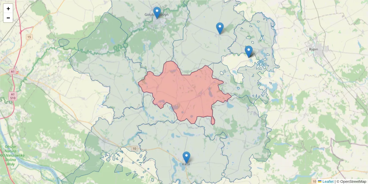 Szczegółowa mapa kodu pocztowego 87-645 z granicami, sąsiednimi kodami pocztowymi i urzędami pocztowymi