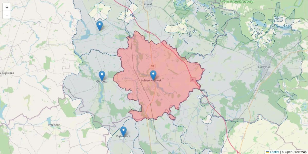 Szczegółowa mapa kodu pocztowego 87-840 z granicami, sąsiednimi kodami pocztowymi i urzędami pocztowymi