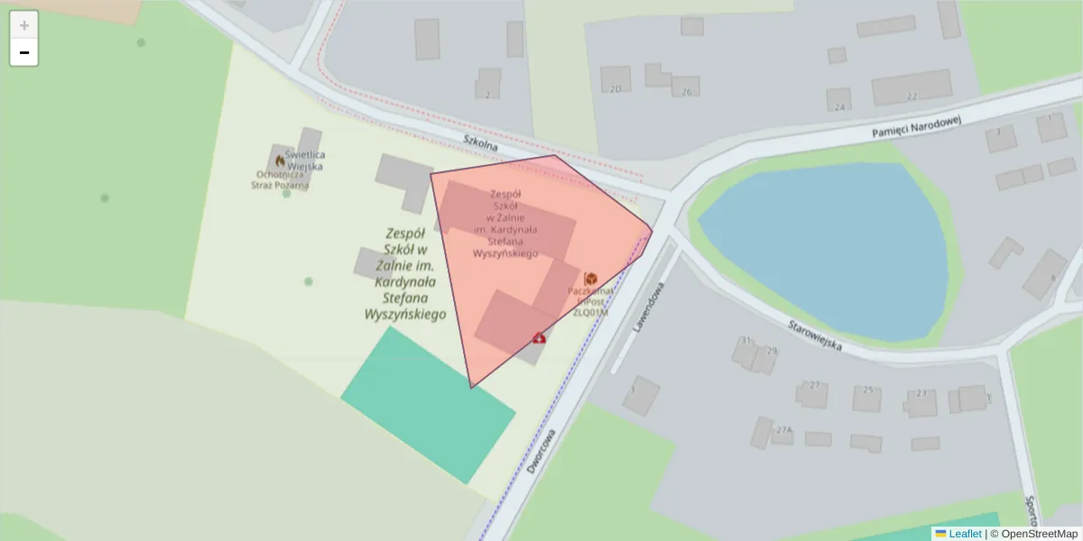 Szczegółowa mapa kodu pocztowego 89-507 z granicami, sąsiednimi kodami pocztowymi i urzędami pocztowymi