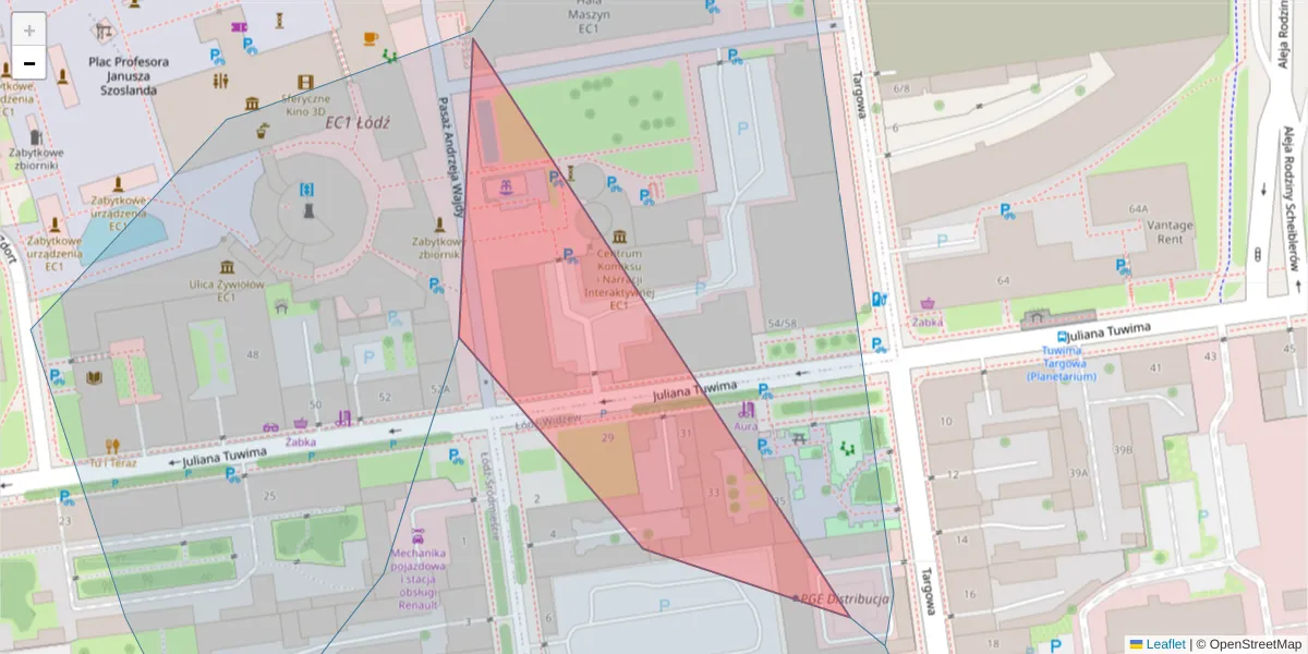 Szczegółowa mapa kodu pocztowego 90-020 z granicami, sąsiednimi kodami pocztowymi i urzędami pocztowymi