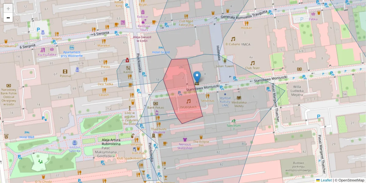 Szczegółowa mapa kodu pocztowego 90-101 z granicami, sąsiednimi kodami pocztowymi i urzędami pocztowymi
