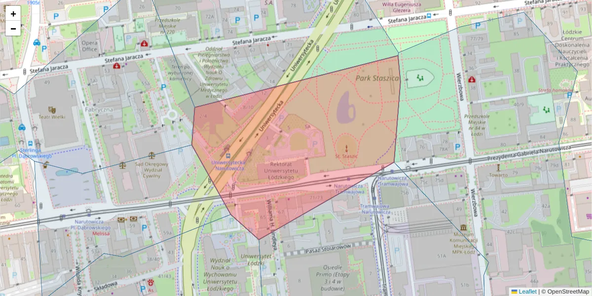 Szczegółowa mapa kodu pocztowego 90-137 z granicami, sąsiednimi kodami pocztowymi i urzędami pocztowymi