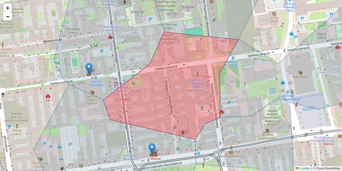 Szczegółowa mapa kodu pocztowego 90-248 z granicami, sąsiednimi kodami pocztowymi i urzędami pocztowymi