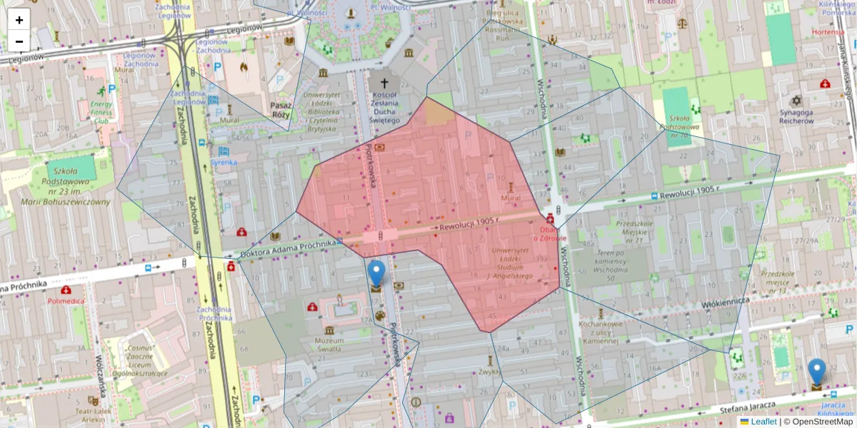 Szczegółowa mapa kodu pocztowego 90-273 z granicami, sąsiednimi kodami pocztowymi i urzędami pocztowymi