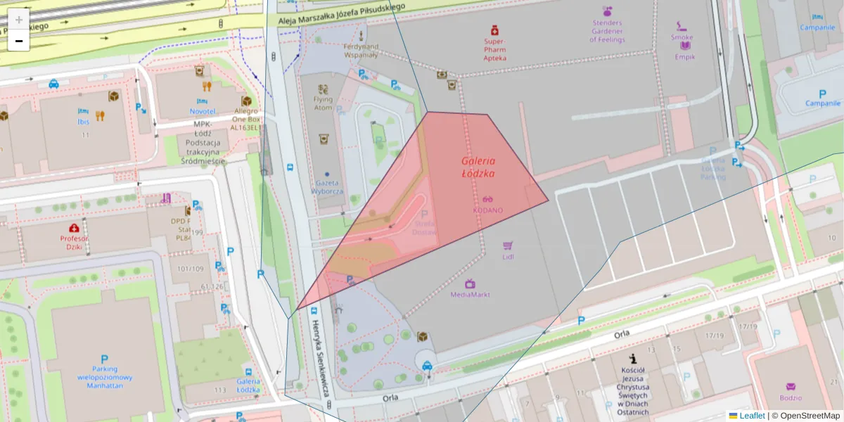 Szczegółowa mapa kodu pocztowego 90-306 z granicami, sąsiednimi kodami pocztowymi i urzędami pocztowymi