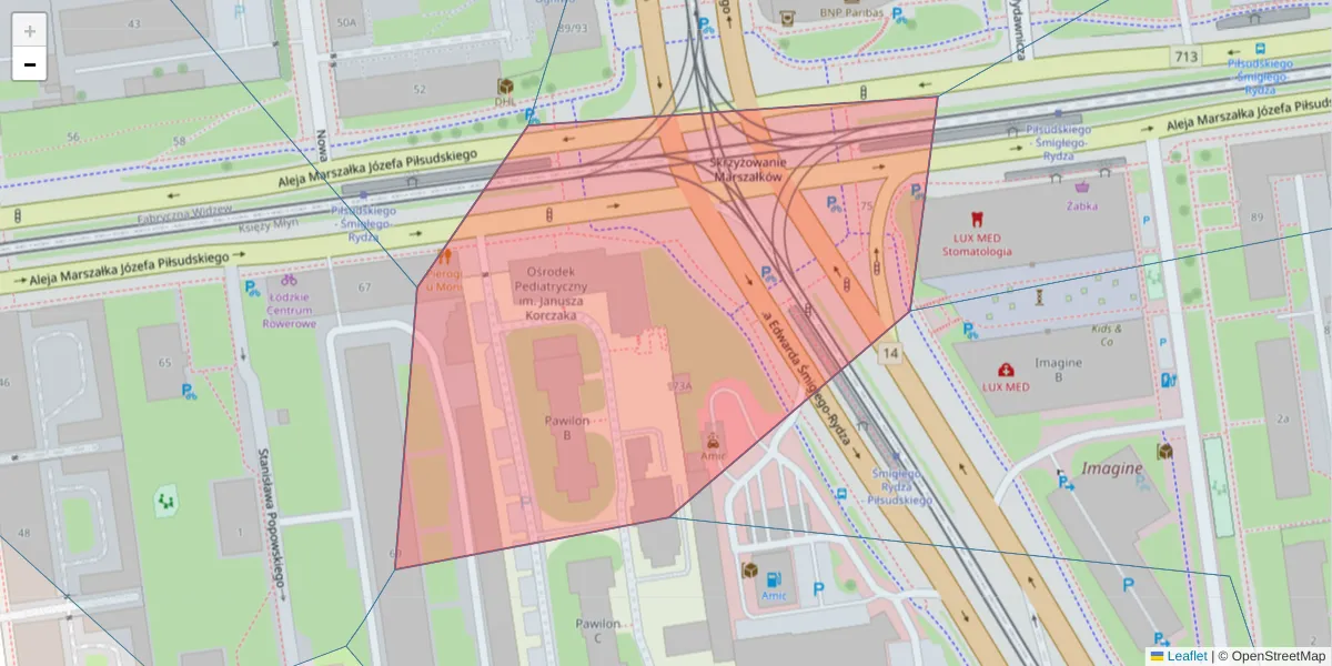 Szczegółowa mapa kodu pocztowego 90-329 z granicami, sąsiednimi kodami pocztowymi i urzędami pocztowymi