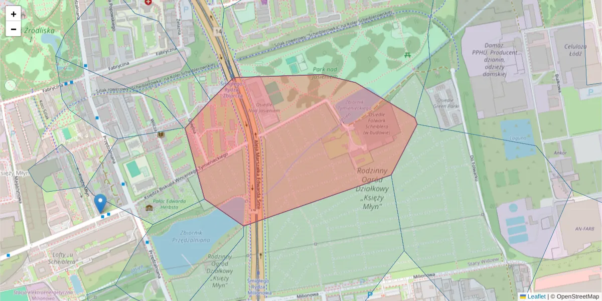 Szczegółowa mapa kodu pocztowego 90-337 z granicami, sąsiednimi kodami pocztowymi i urzędami pocztowymi