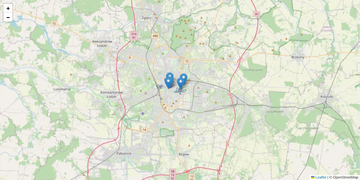 Szczegółowa mapa kodu pocztowego 90-350 z granicami, sąsiednimi kodami pocztowymi i urzędami pocztowymi