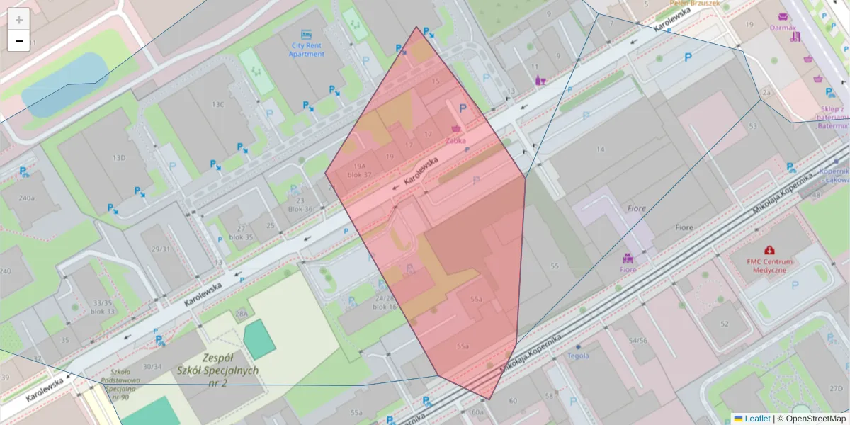 Szczegółowa mapa kodu pocztowego 90-550 z granicami, sąsiednimi kodami pocztowymi i urzędami pocztowymi