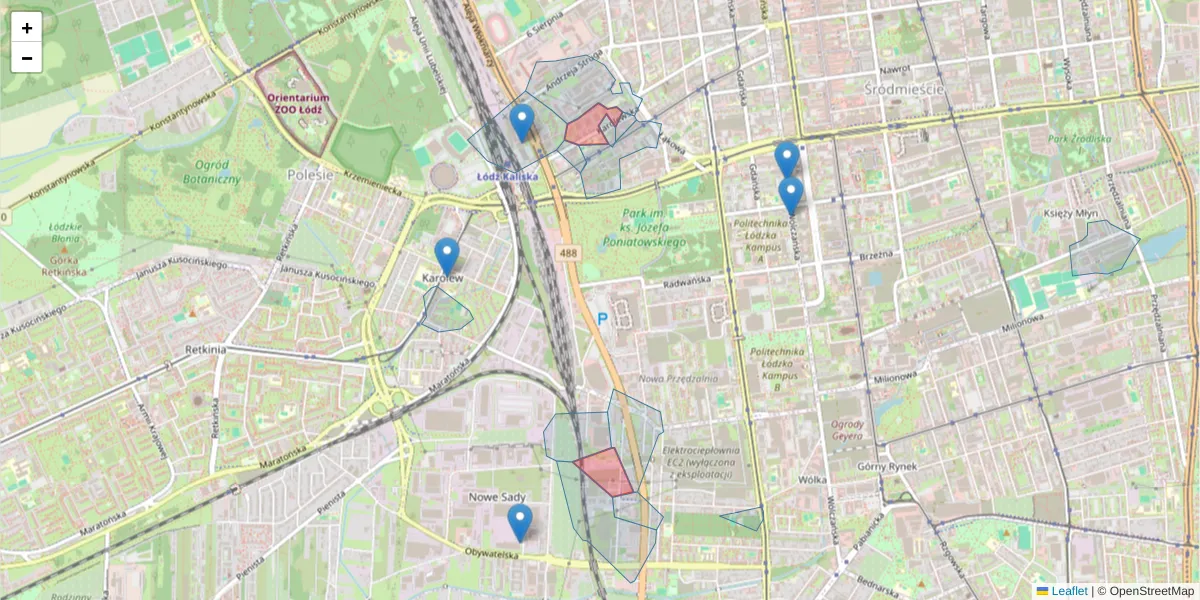 Szczegółowa mapa kodu pocztowego 90-560 z granicami, sąsiednimi kodami pocztowymi i urzędami pocztowymi