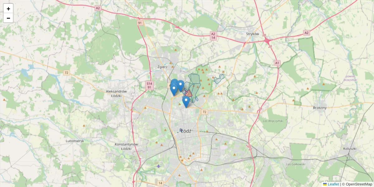 Szczegółowa mapa kodu pocztowego 90-604 z granicami, sąsiednimi kodami pocztowymi i urzędami pocztowymi