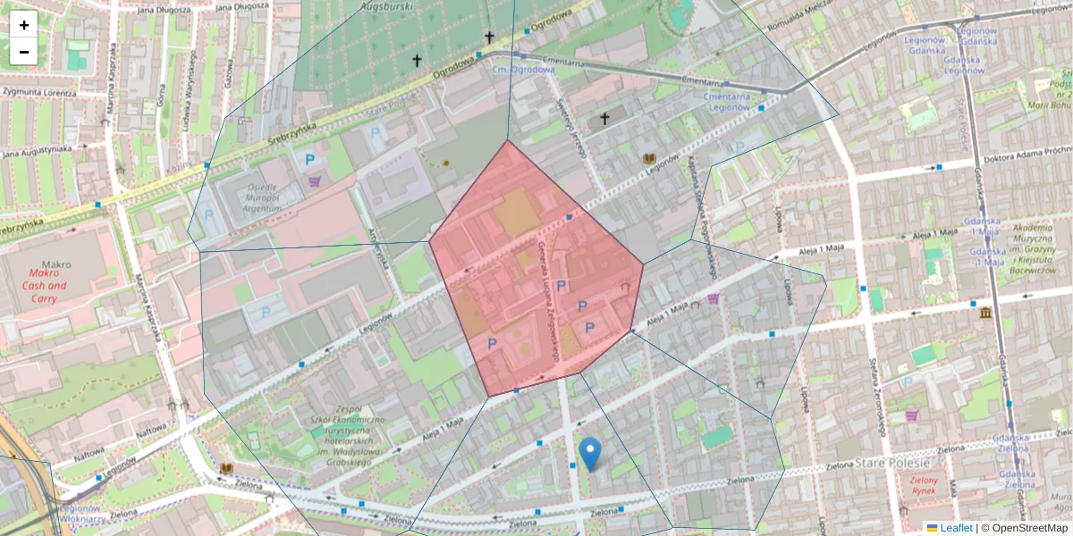 Szczegółowa mapa kodu pocztowego 90-752 z granicami, sąsiednimi kodami pocztowymi i urzędami pocztowymi