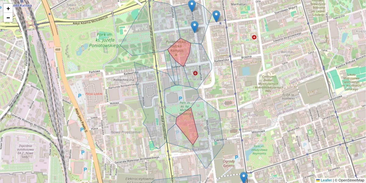 Szczegółowa mapa kodu pocztowego 90-924 z granicami, sąsiednimi kodami pocztowymi i urzędami pocztowymi