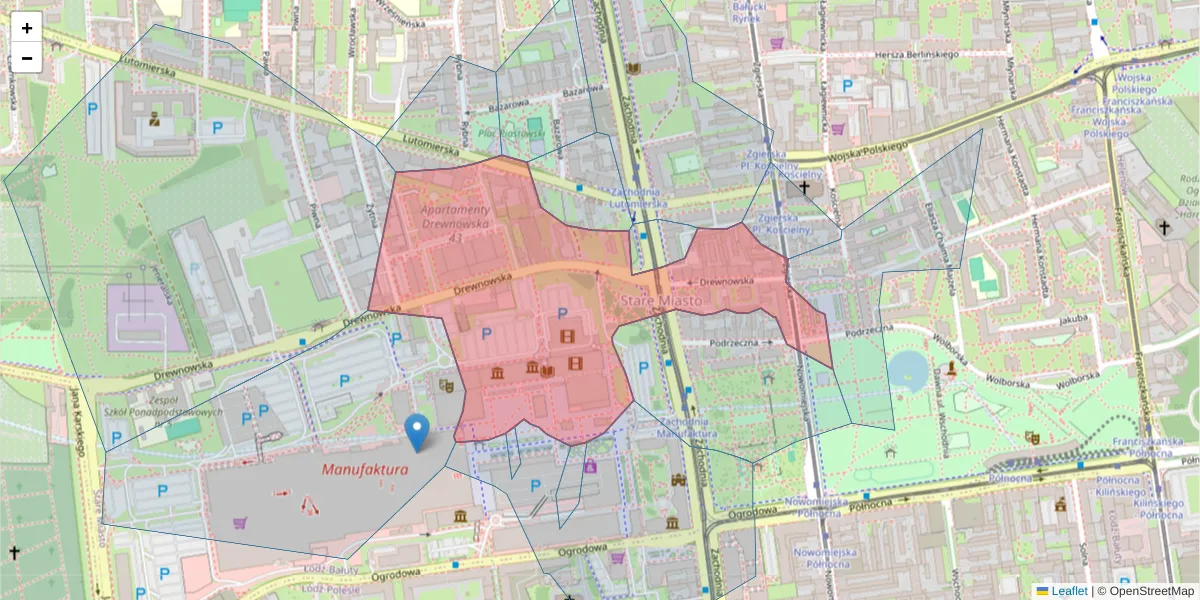 Szczegółowa mapa kodu pocztowego 91-002 z granicami, sąsiednimi kodami pocztowymi i urzędami pocztowymi