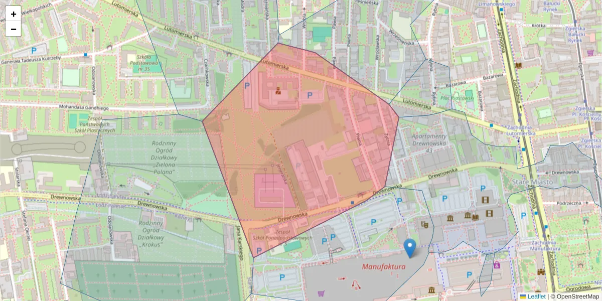 Szczegółowa mapa kodu pocztowego 91-003 z granicami, sąsiednimi kodami pocztowymi i urzędami pocztowymi