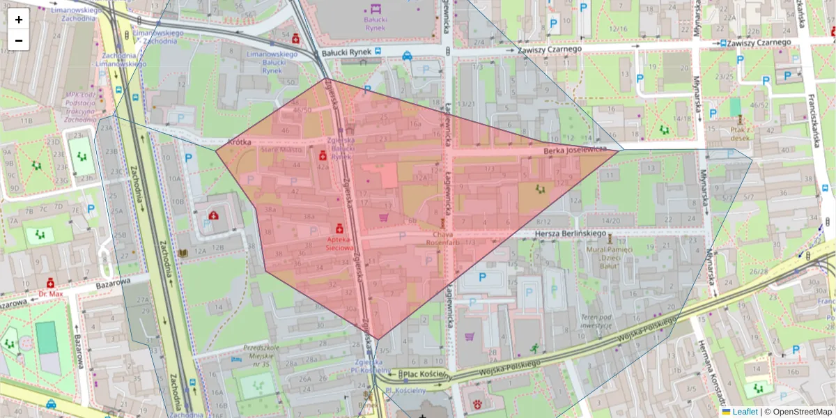 Szczegółowa mapa kodu pocztowego 91-059 z granicami, sąsiednimi kodami pocztowymi i urzędami pocztowymi