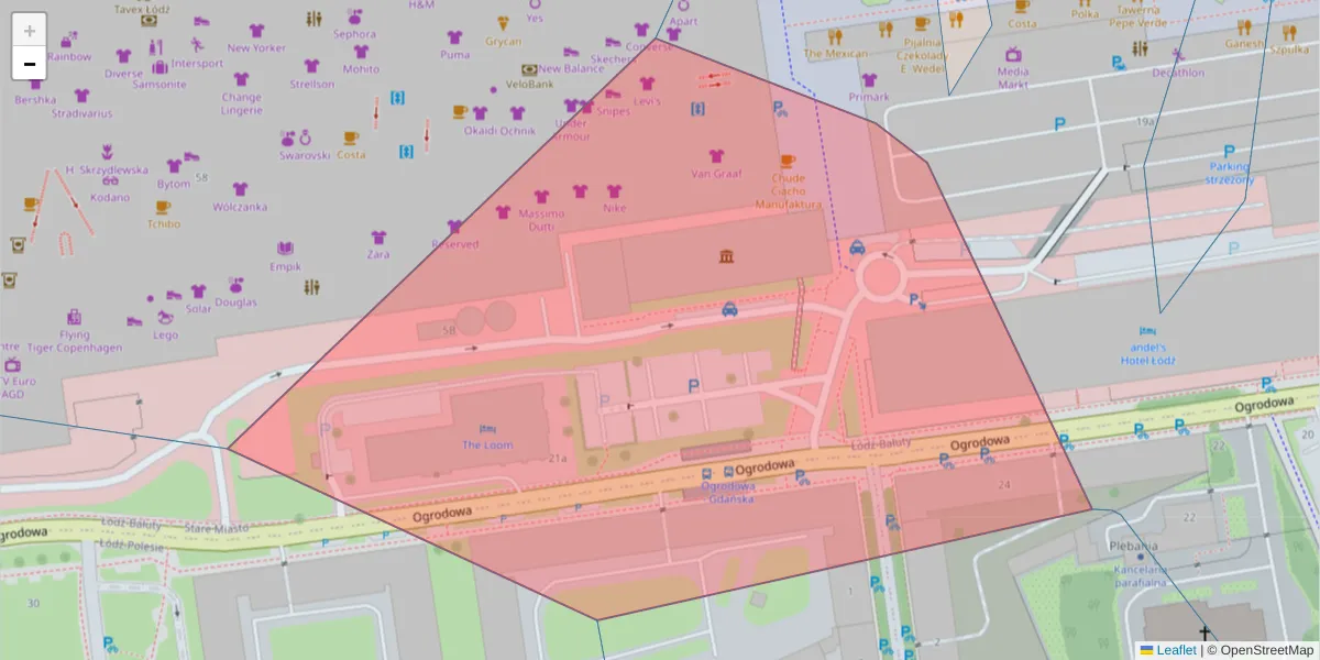 Szczegółowa mapa kodu pocztowego 91-062 z granicami, sąsiednimi kodami pocztowymi i urzędami pocztowymi