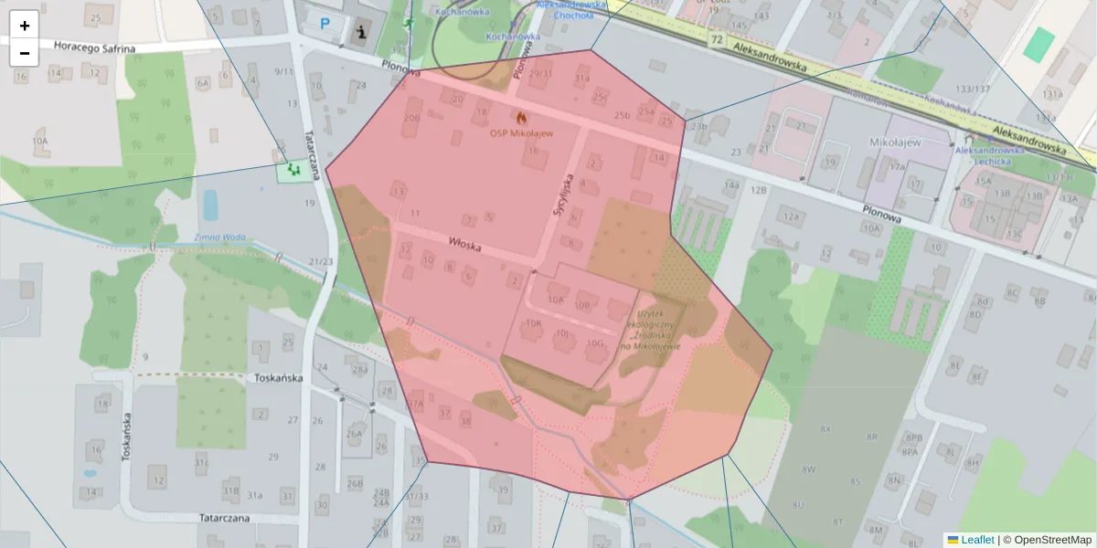 Szczegółowa mapa kodu pocztowego 91-184 z granicami, sąsiednimi kodami pocztowymi i urzędami pocztowymi