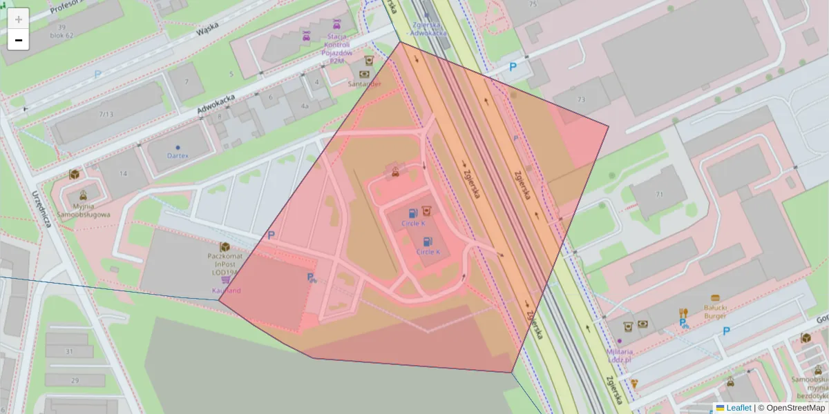 Szczegółowa mapa kodu pocztowego 91-303 z granicami, sąsiednimi kodami pocztowymi i urzędami pocztowymi