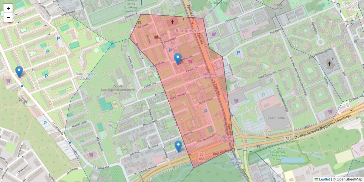Szczegółowa mapa kodu pocztowego 91-362 z granicami, sąsiednimi kodami pocztowymi i urzędami pocztowymi