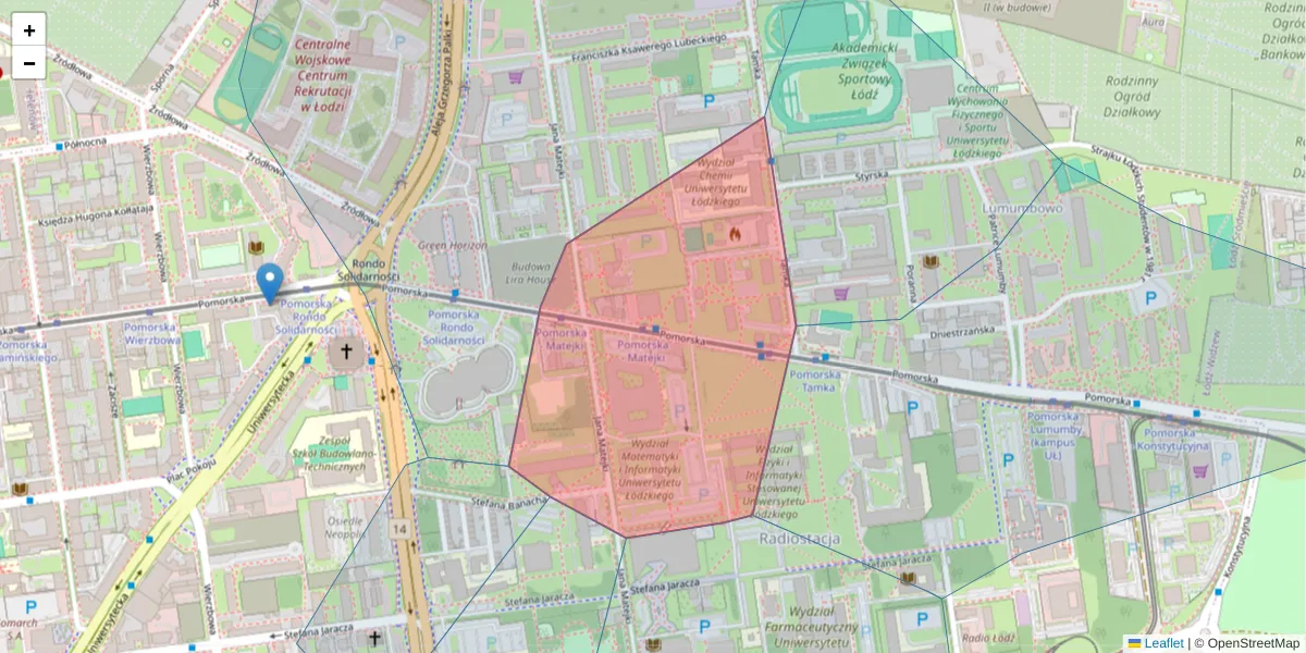 Szczegółowa mapa kodu pocztowego 91-403 z granicami, sąsiednimi kodami pocztowymi i urzędami pocztowymi