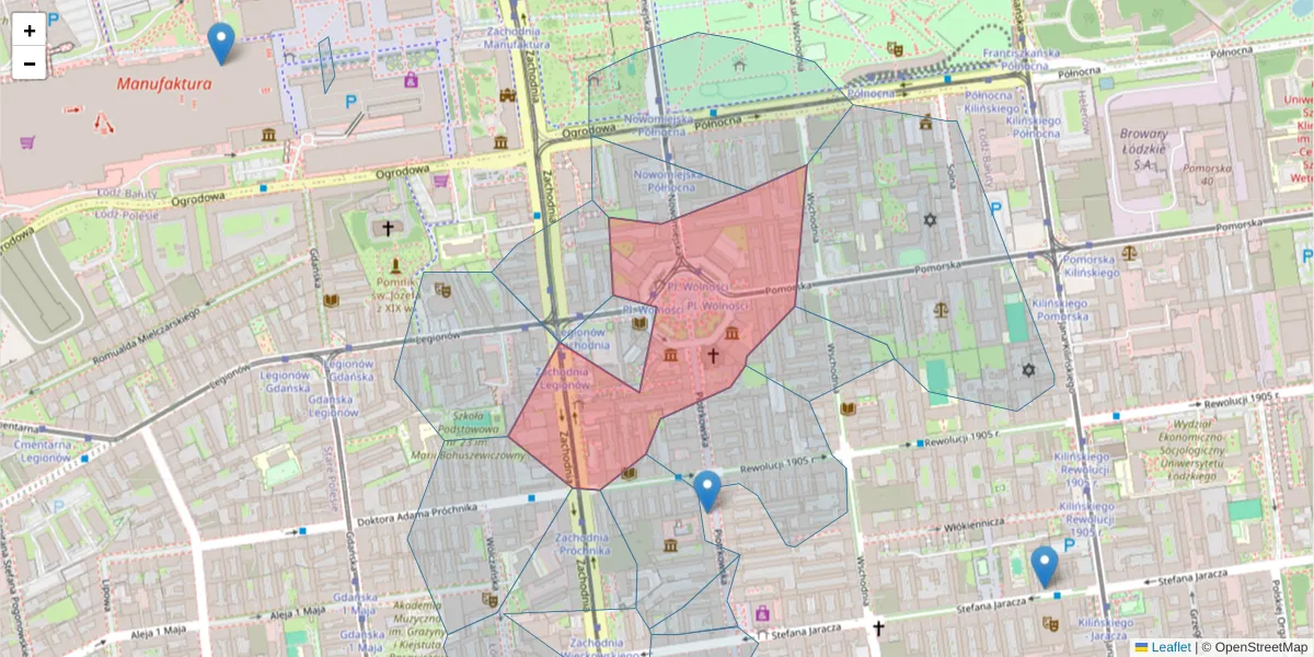 Szczegółowa mapa kodu pocztowego 91-415 z granicami, sąsiednimi kodami pocztowymi i urzędami pocztowymi